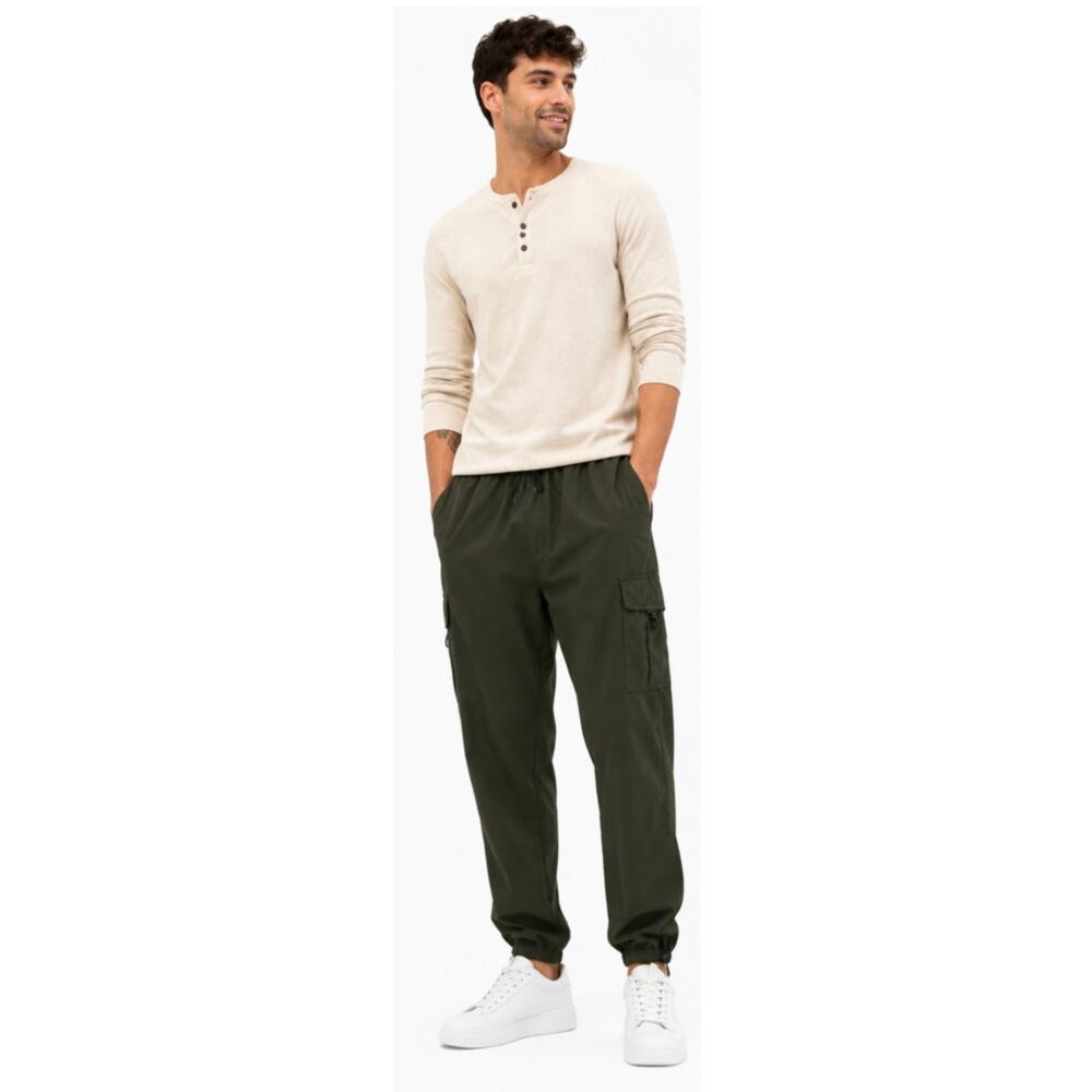 Tony Hawk Men's Olive Green Cargo Jogger Pants Small Stretch Drawstring Utility